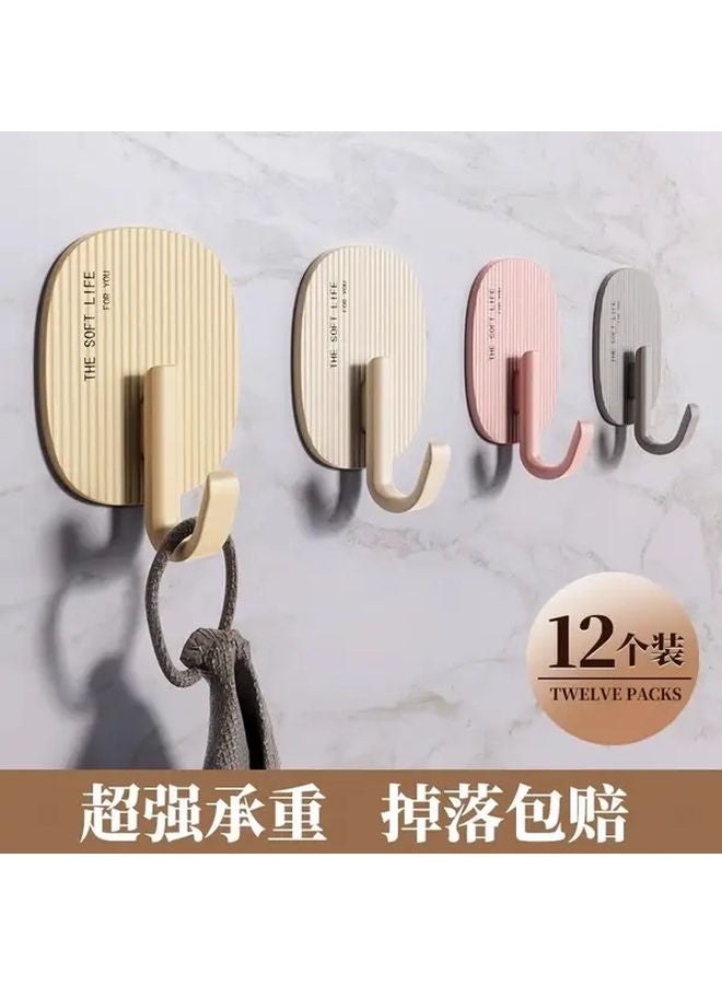 Heavy Duty Self Adhesive Hooks Damage Free Removal Strong Hold For Towels Robes Bags Yellow - Image 1